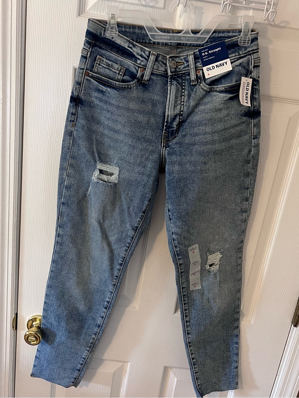 Old Navy O.G. Straight Ankle Jeans Women’s 4 Distressed High Rise Stretch